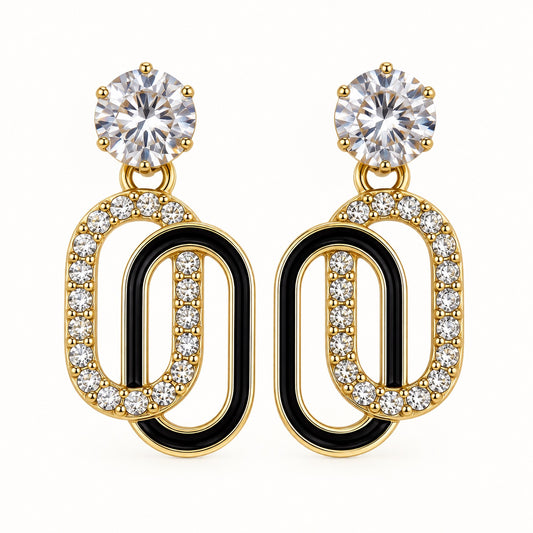 Front view of Gilded Noir Oval Link Drops gold-tone oval link drop earrings