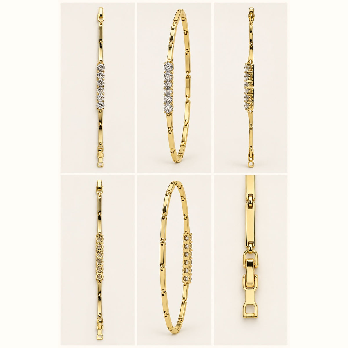 360 degree view of Gilded Pave Bar Bracelet gold-tone pave bar bracelet