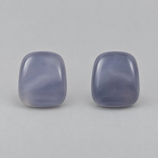 Front view of the lavender mist cabochon stud earrings