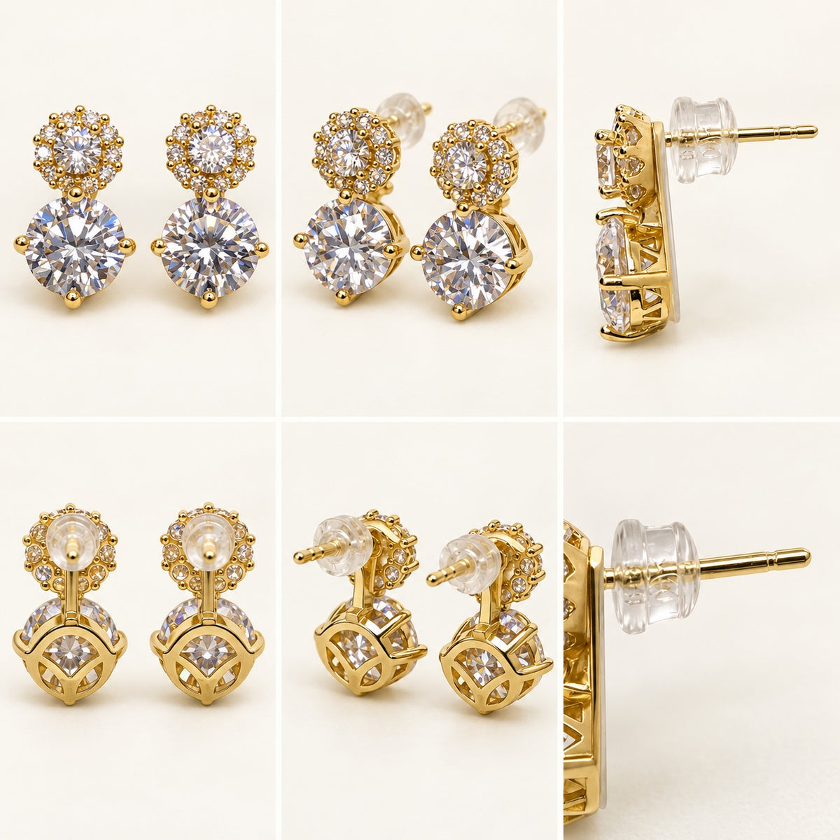 360 degree view of Twin Solitaire CZ Studs