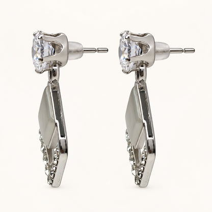 Side view of Argent Opaline Rhombus Drops showing the drop profile and push-back post