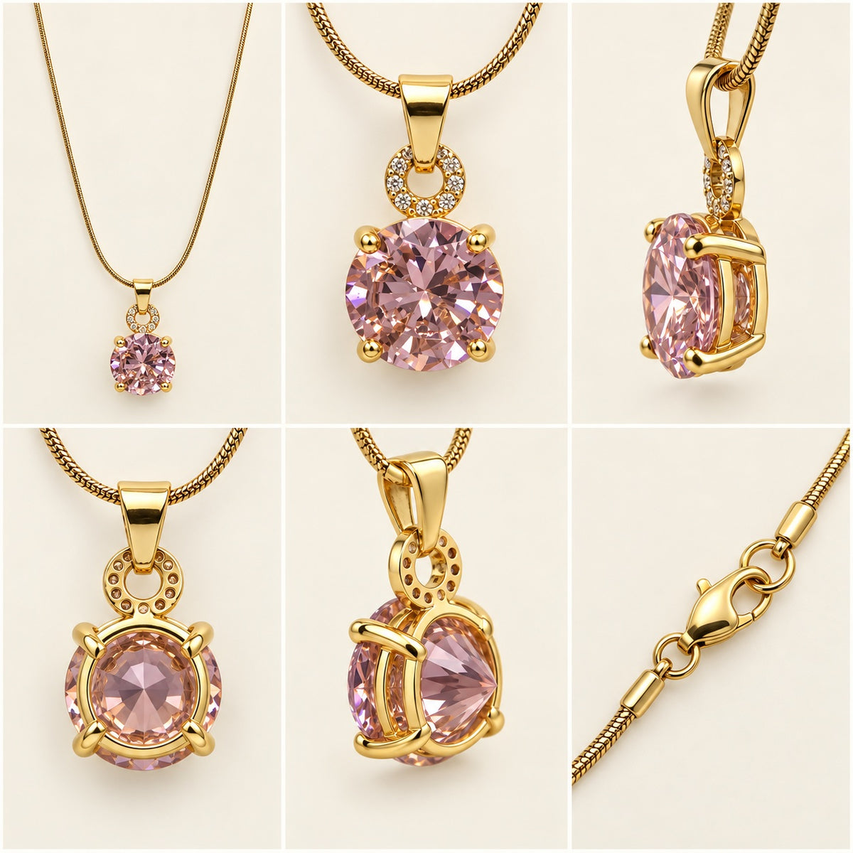360 degree view of Blush Solitaire Pendant Necklace