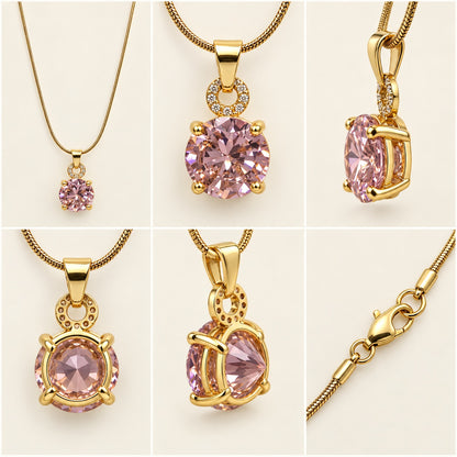 360 degree view of Blush Solitaire Pendant Necklace
