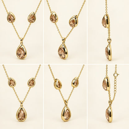 360 degree view of Champagne Teardrop Necklace Set