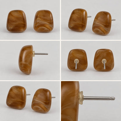 360 degree view of Chestnut Cabochon Studs cushion earrings