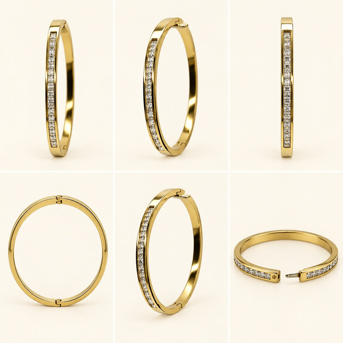 360 degree view of Gilded Channel-Set CZ Bangle