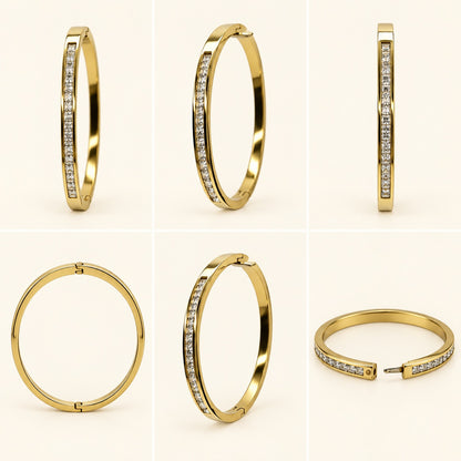 360 degree view of Gilded Channel-Set CZ Bangle