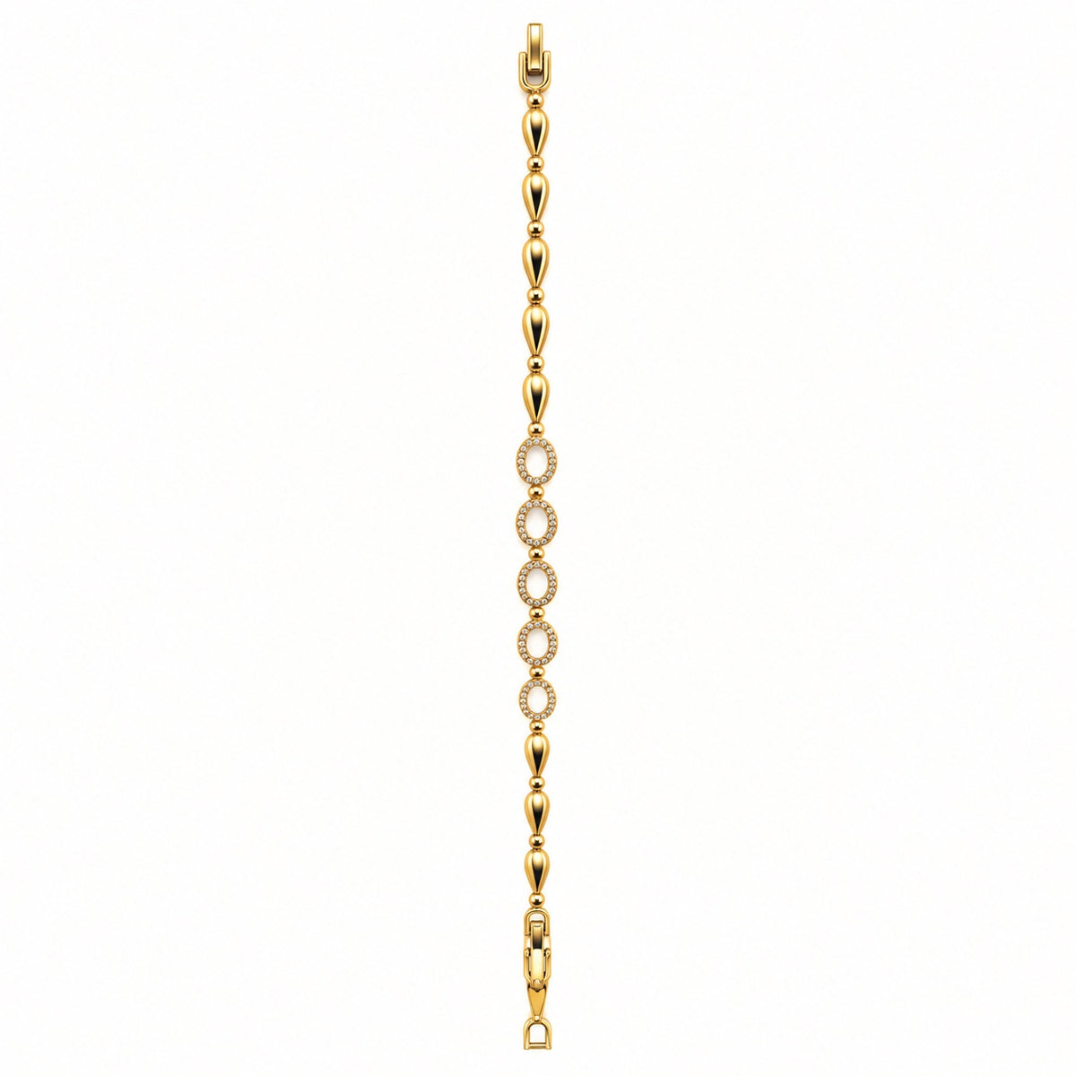 Front view of Gilded Marquise Link Bracelet gold-tone oval link bracelet