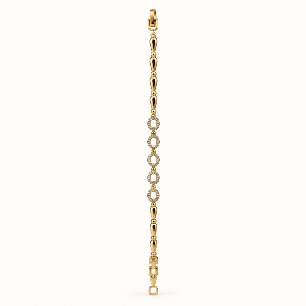 Side view of Gilded Marquise Link Bracelet gold-tone oval link bracelet