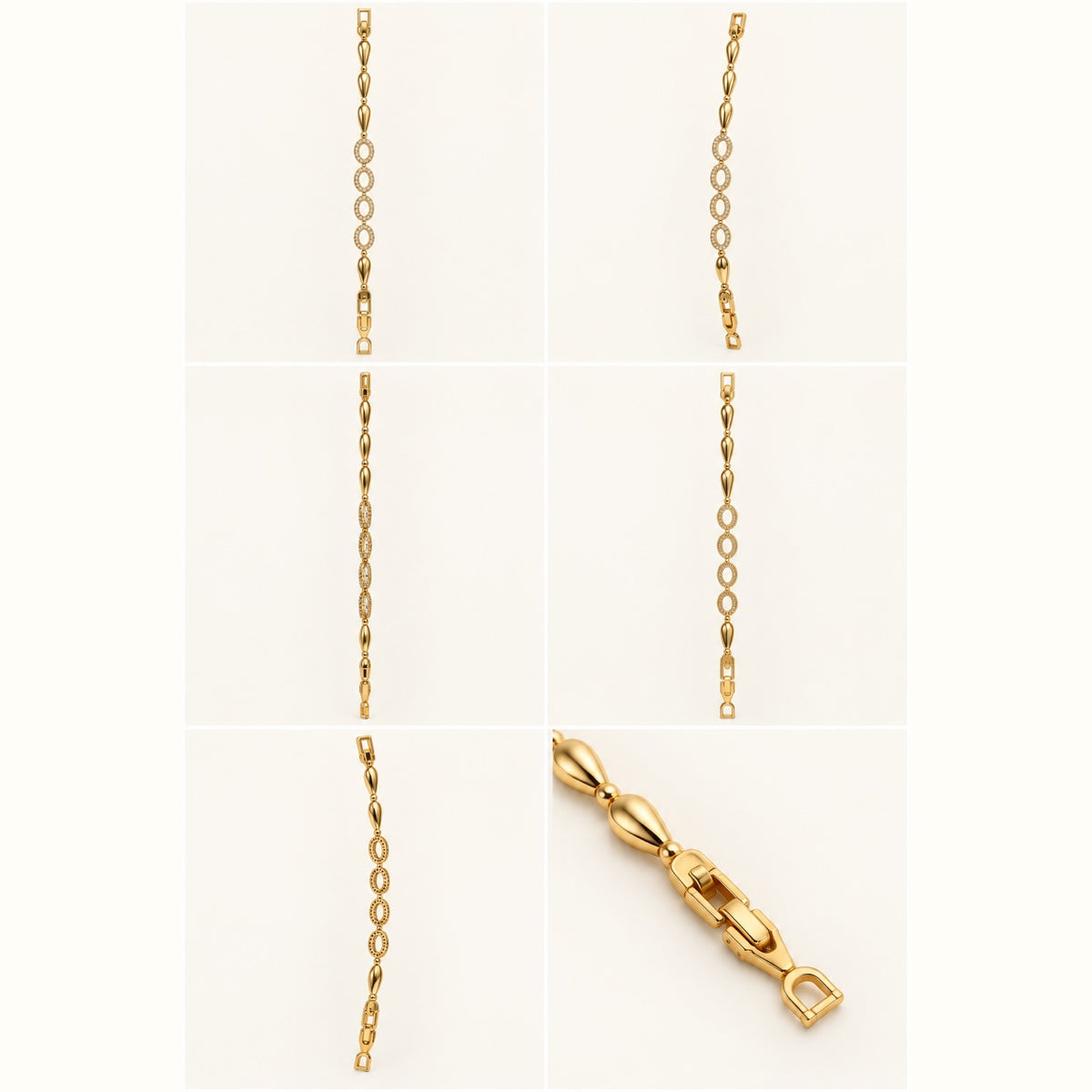 360 degree view of Gilded Marquise Link Bracelet gold-tone oval link bracelet