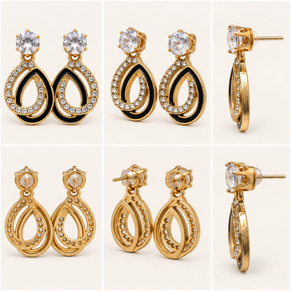 360 degree view of Gilded Noir Teardrop Earrings gold-tone teardrop earrings