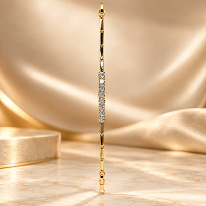 Gilded Pave Bar Bracelet gold-tone pave bar bracelet styled on cream marble