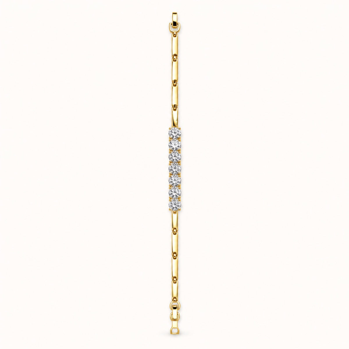 Front view of Gilded Pave Bar Bracelet gold-tone pave bar bracelet