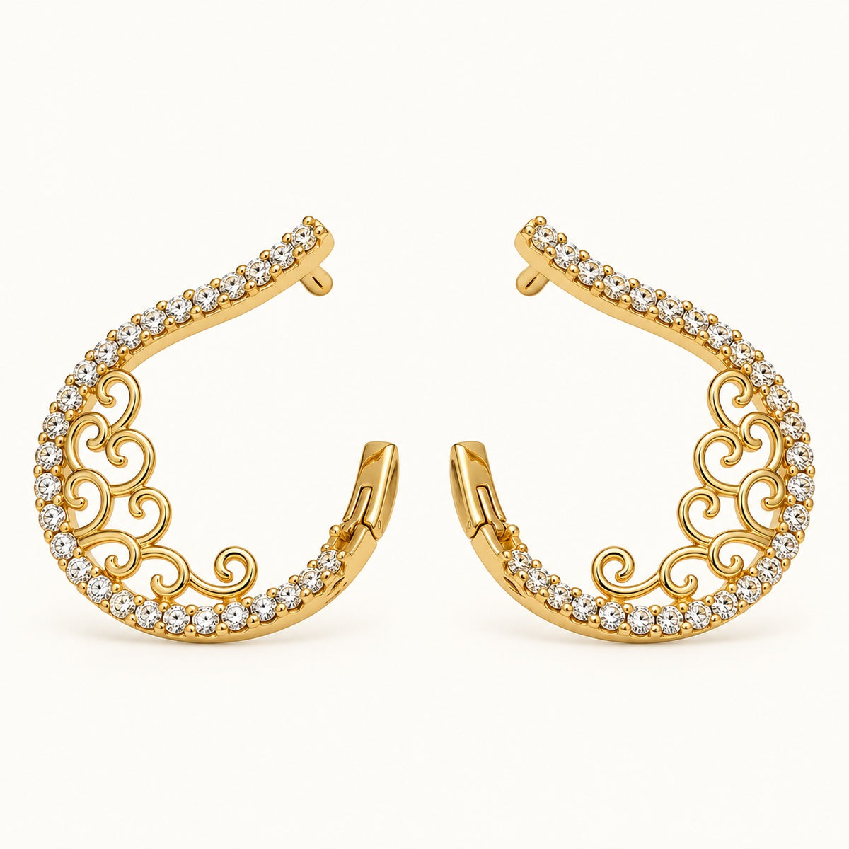 Front view of Gilded Pave Ear Climbers gold-tone pave ear climber earrings