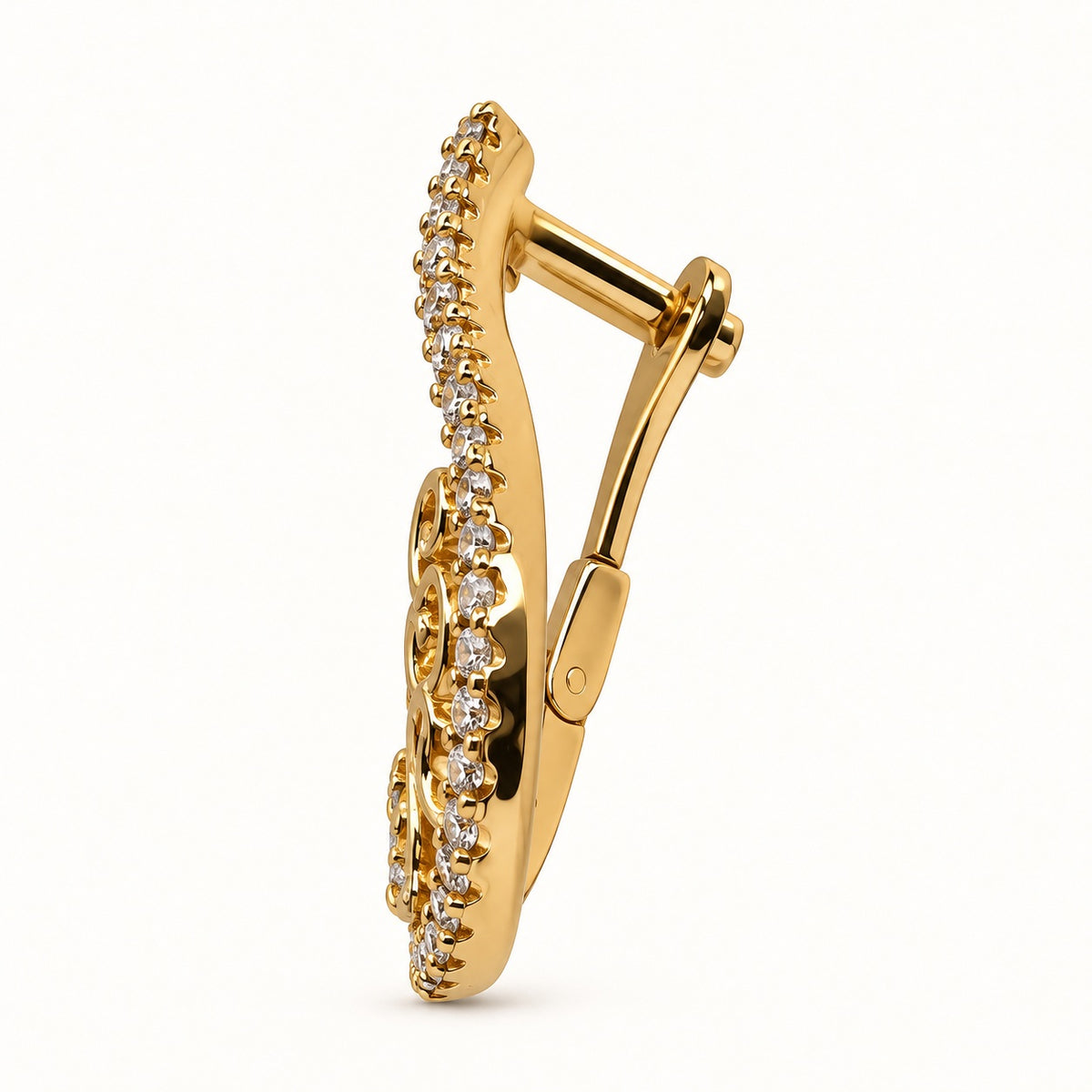 Side view of Gilded Pave Ear Climbers gold-tone pave ear climber earrings