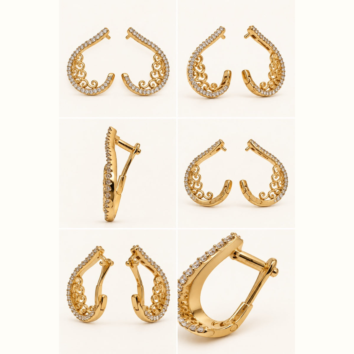 360 degree view of Gilded Pave Ear Climbers gold-tone pave ear climber earrings