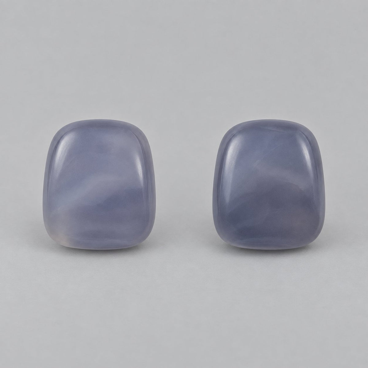 Front view of the lavender mist cabochon stud earrings