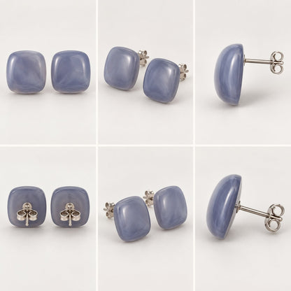360 degree collage of the Lavender Mist Cabochon Studs from every angle