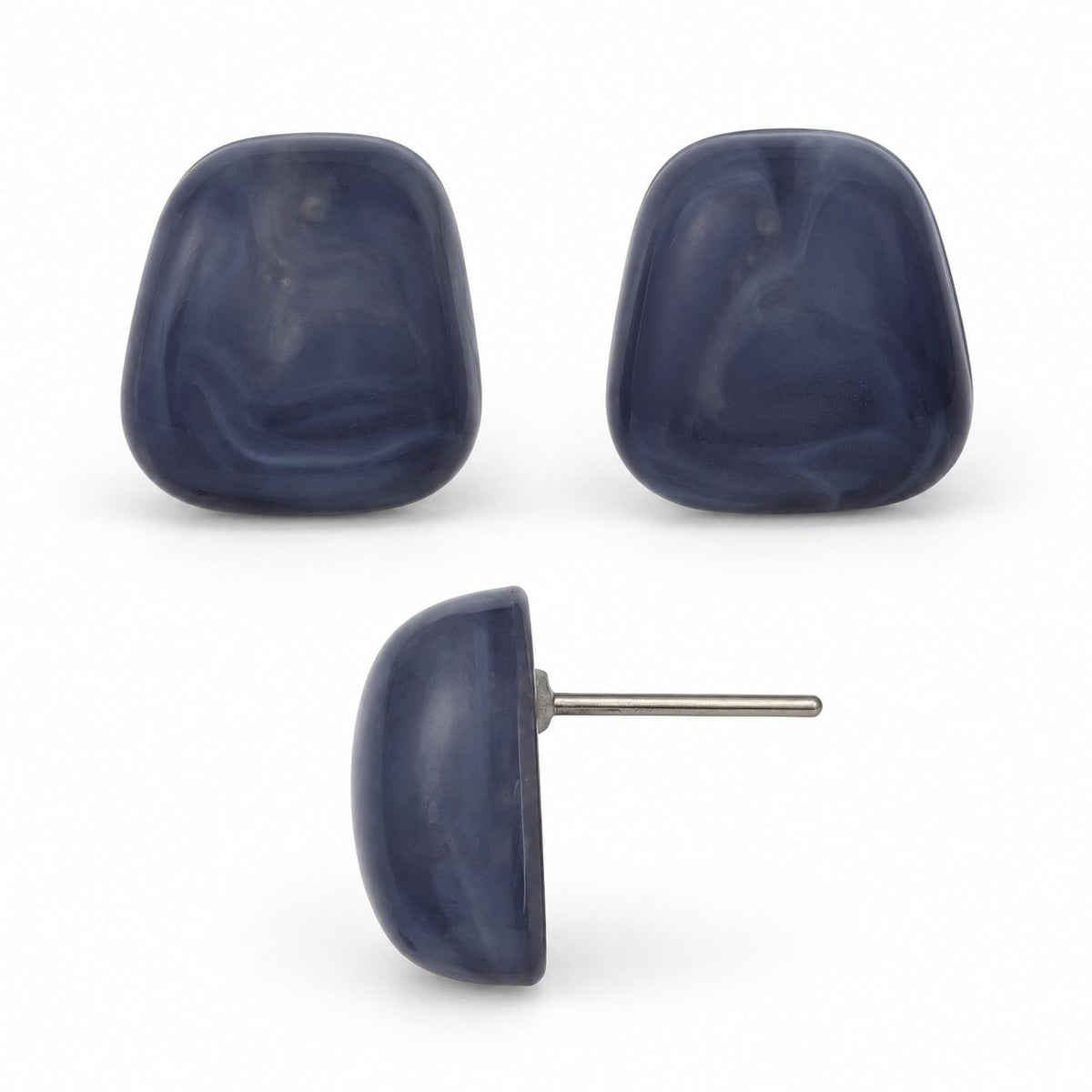 Side view of the Midnight Blue Cabochon Studs showing the domed profile and post