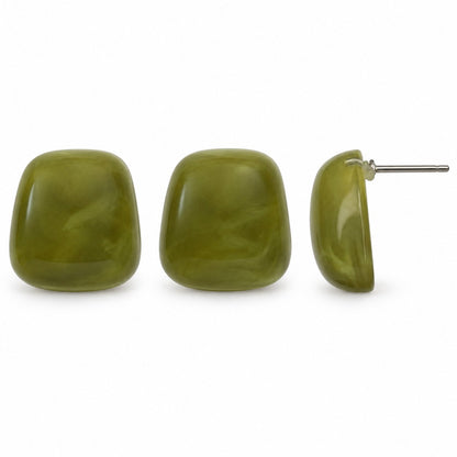 Side view of the Moss Green Cabochon Studs showing the domed profile