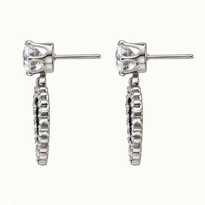 Side view of the Noir Heart Halo Drops showing the stone top and halo drop