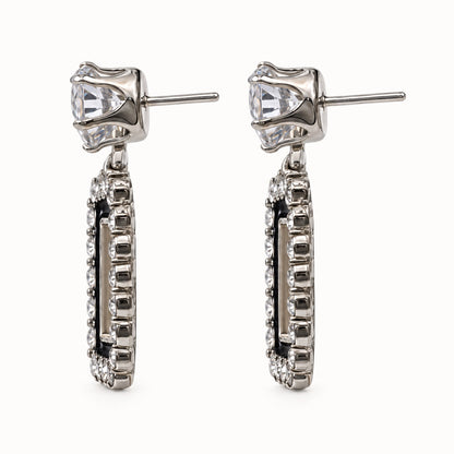 Side view of the Noir Square Halo Drops showing the stone top and halo drop