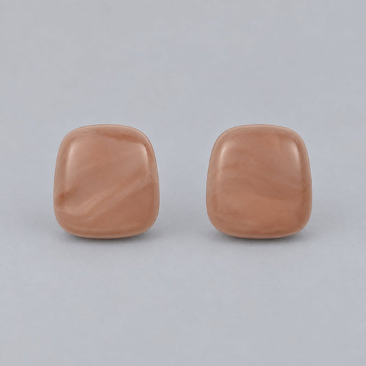 Front view of rose petal cushion cabochon stud earrings