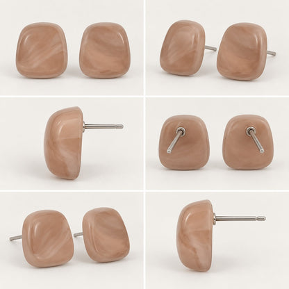 360 degree view of Rose Petal Cabochon Studs cushion earrings