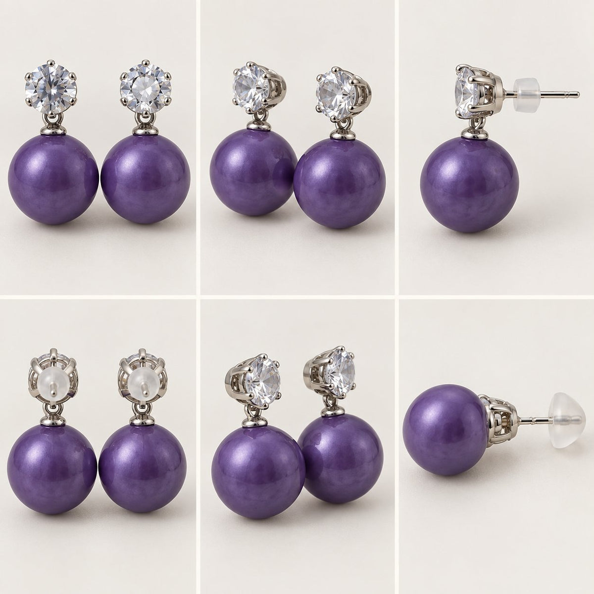 360 degree view of Royal Purple Lustre Orb Drops earrings