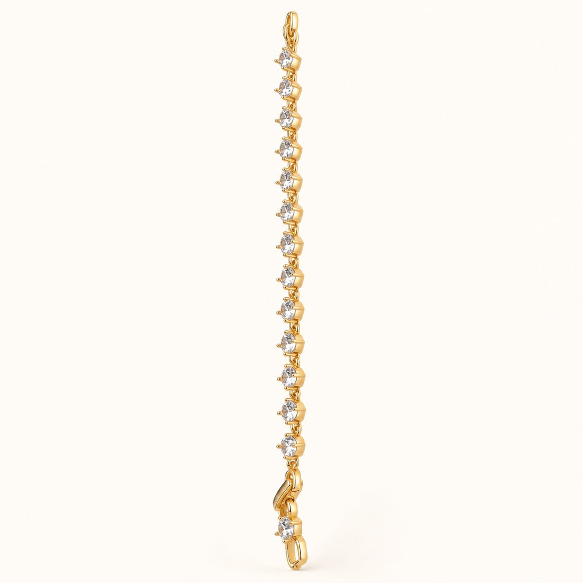 Side view of Sparkling CZ Link Bracelet showing the hook clasp and links