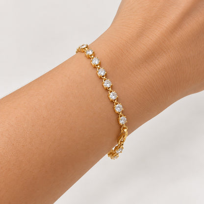 Sparkling CZ Link Bracelet gold-tone bracelet worn on model