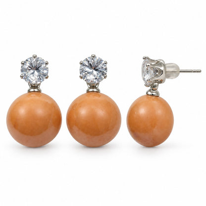Side view of Tangerine Lustre Orb Drops showing the drop length