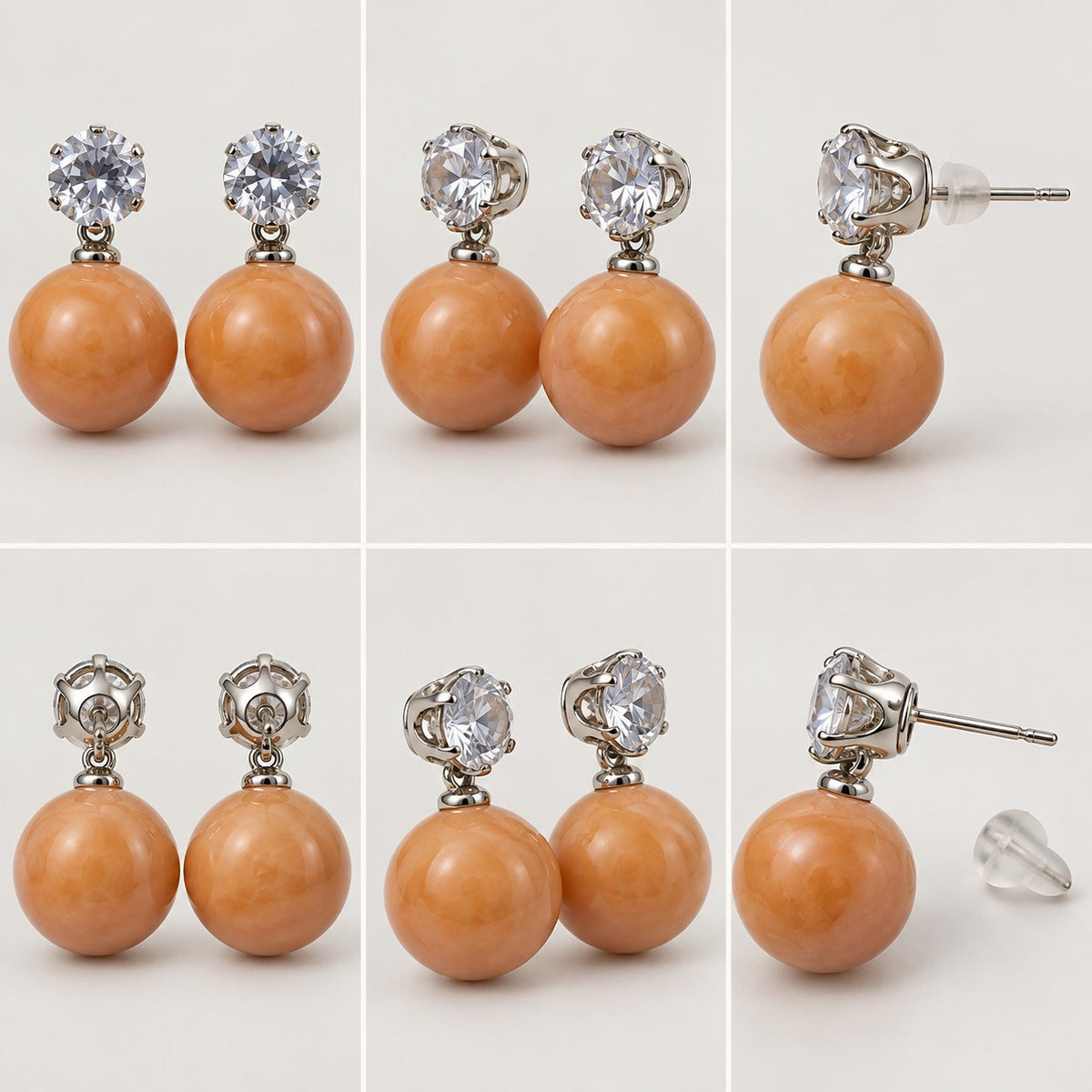 360 degree view of Tangerine Lustre Orb Drops earrings