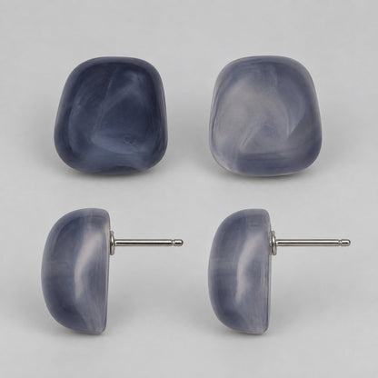 Side view of Twilight Blue Cabochon Studs showing the domed profile and silver-tone post