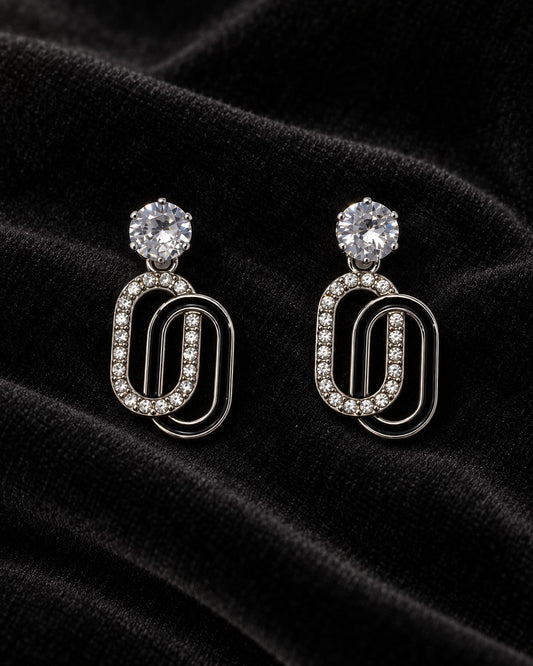 ZILURA Aria Pavé Link Drop Earrings - silver-tone artificial earrings