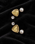 ZILURA Trio Cat-Eye & Pearl Stud Set - gold-tone artificial earrings