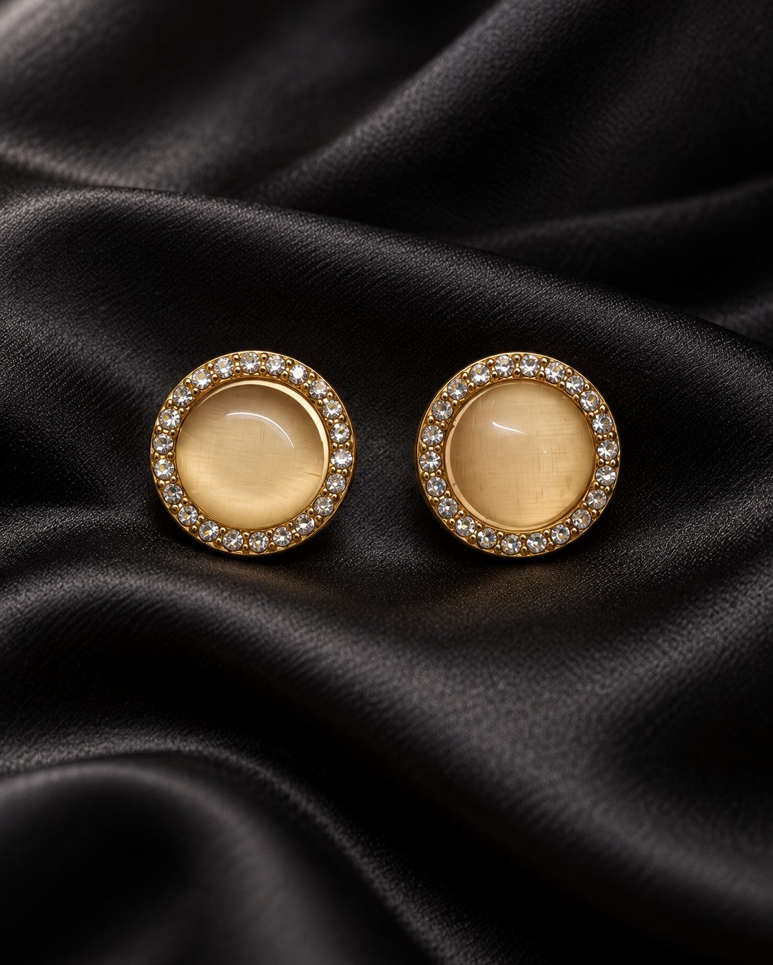 ZILURA Luna Halo Cat-Eye Studs - gold-tone artificial earrings