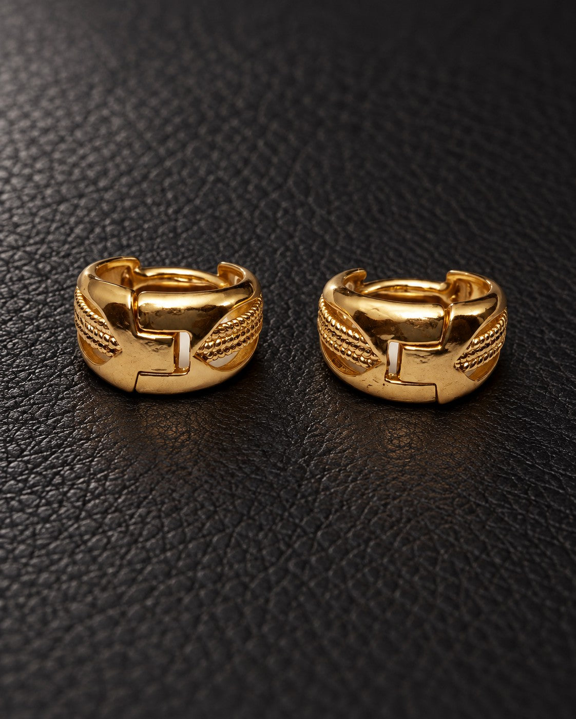 ZILURA Regal Textured Huggie Hoops - gold-tone artificial earrings
