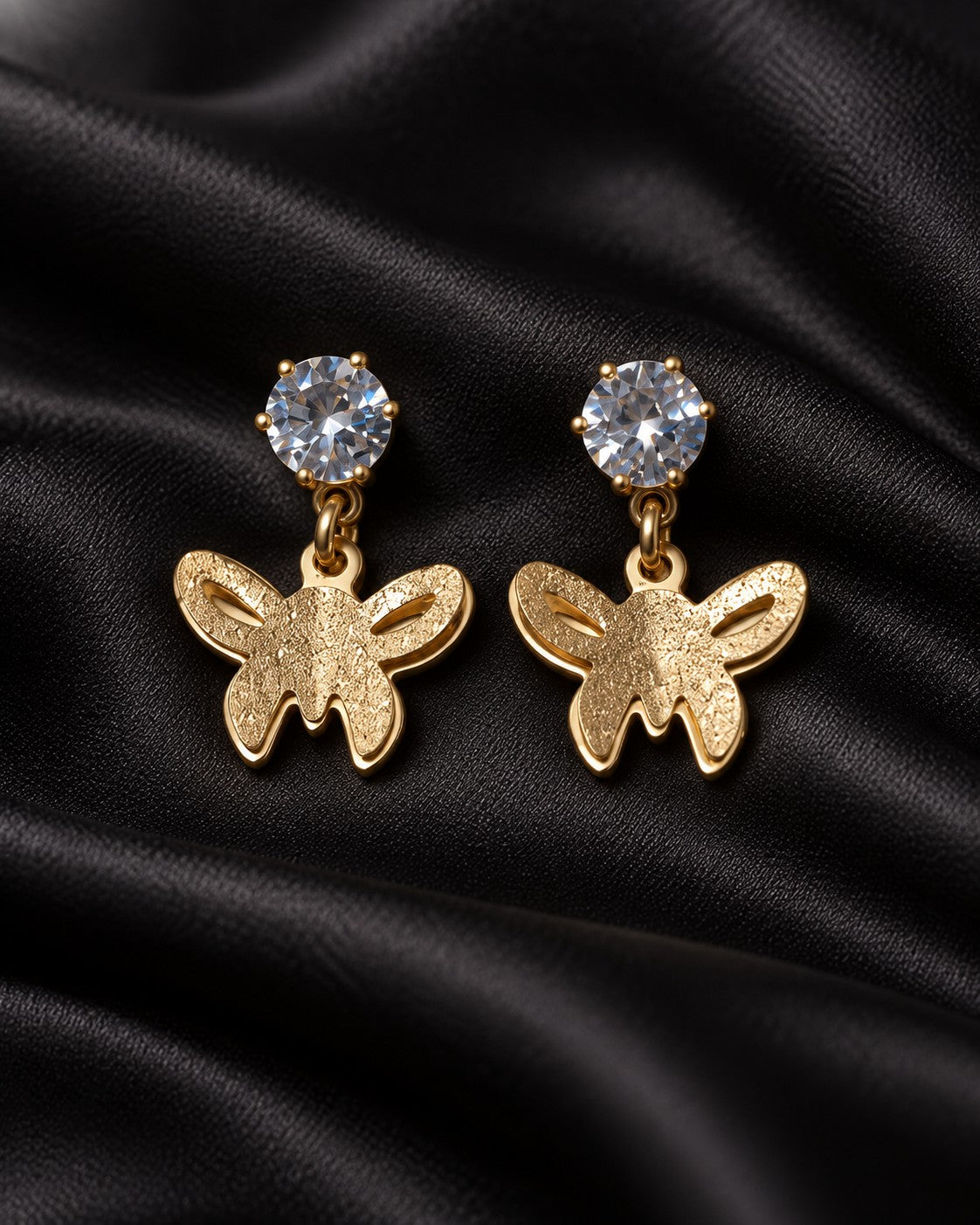 ZILURA Papillon Gold Butterfly Drops - gold-tone artificial earrings