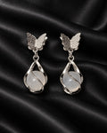 ZILURA Papillon Pavé Butterfly Orb Drops - silver-tone artificial earrings