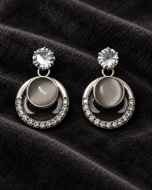 ZILURA Eclipse Halo Drop Earrings - silver-tone artificial earrings
