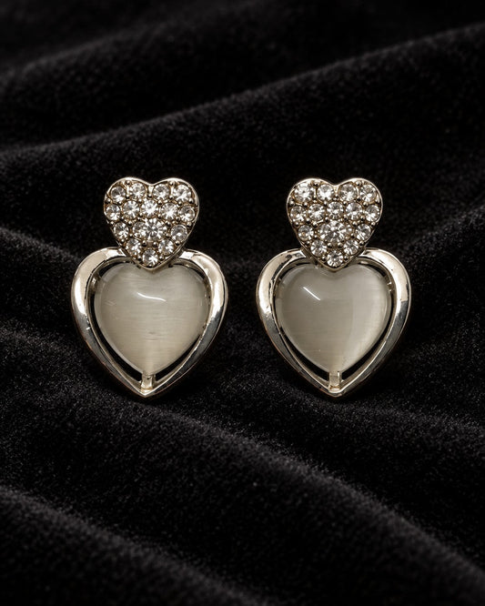 ZILURA Chérie Pavé Heart Earrings - silver-tone artificial earrings