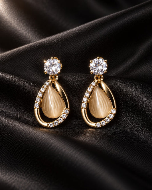 ZILURA Aurora Champagne Teardrop Drops - gold-tone artificial earrings