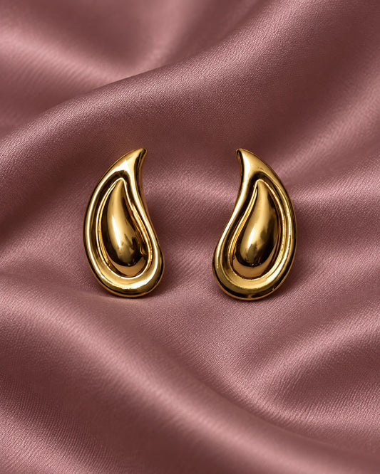 ZILURA Muse Sculpted Teardrop Studs - gold-tone artificial earrings