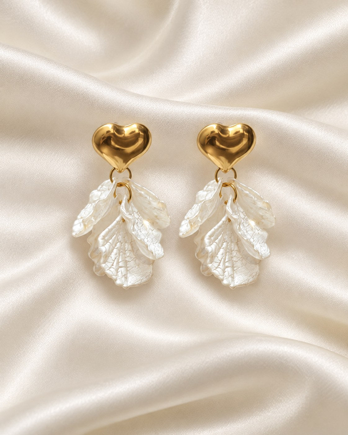 ZILURA Blossom Heart Petal Drops - gold-tone artificial earrings