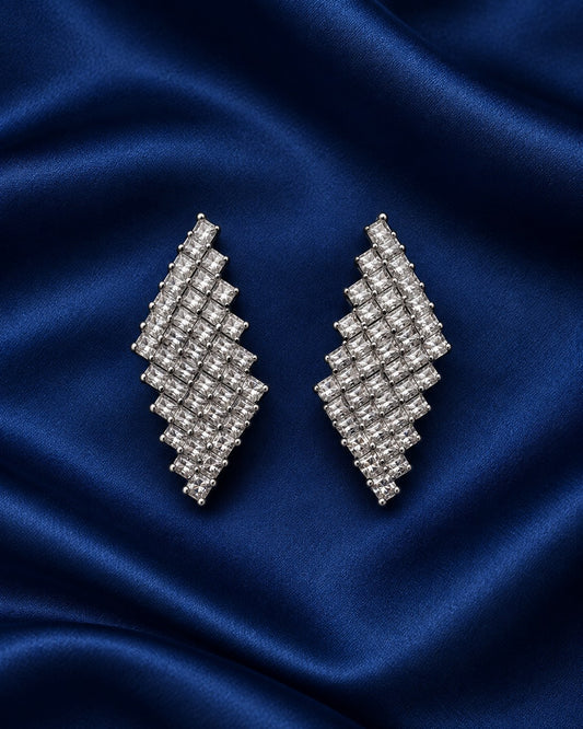 ZILURA Glacier Crystal Chevron Drops - silver-tone artificial earrings