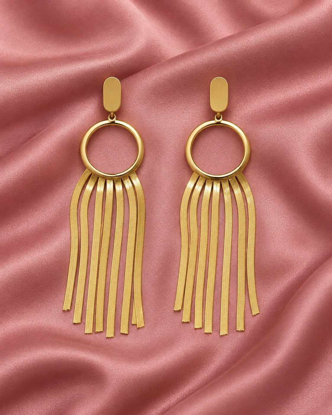 ZILURA Cascade Gold Fringe Earrings - gold-tone artificial earrings