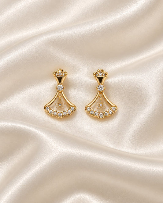 ZILURA Deco Fan Crystal Drops - gold-tone artificial earrings