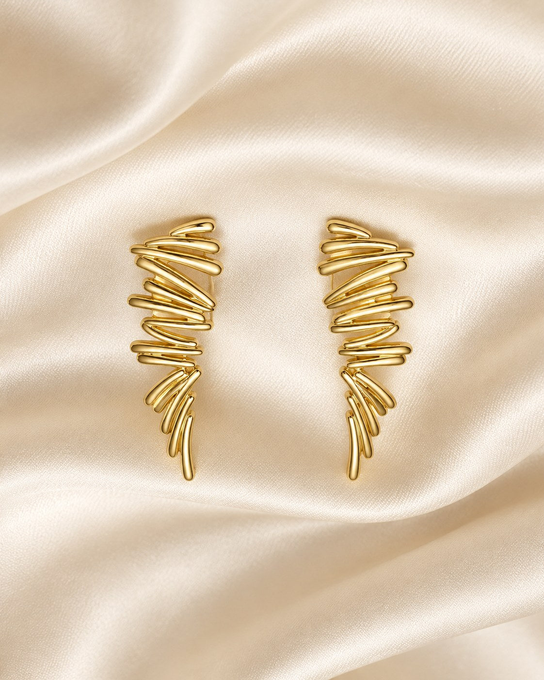 ZILURA Zephyr Sculpted Wing Climbers - gold-tone artificial earrings